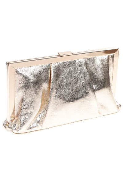 Tina - Gold Leather Clutch Bag