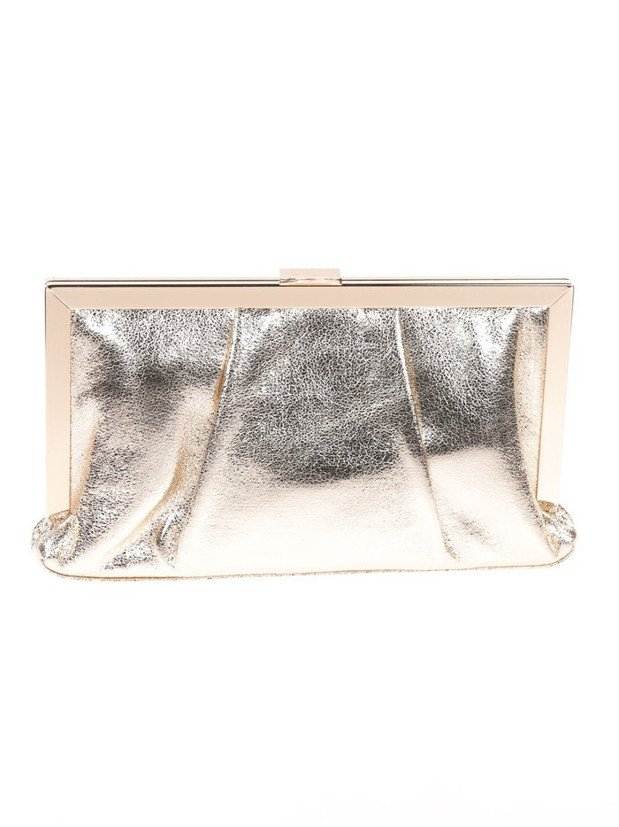 Tina - Gold Leather Clutch Bag