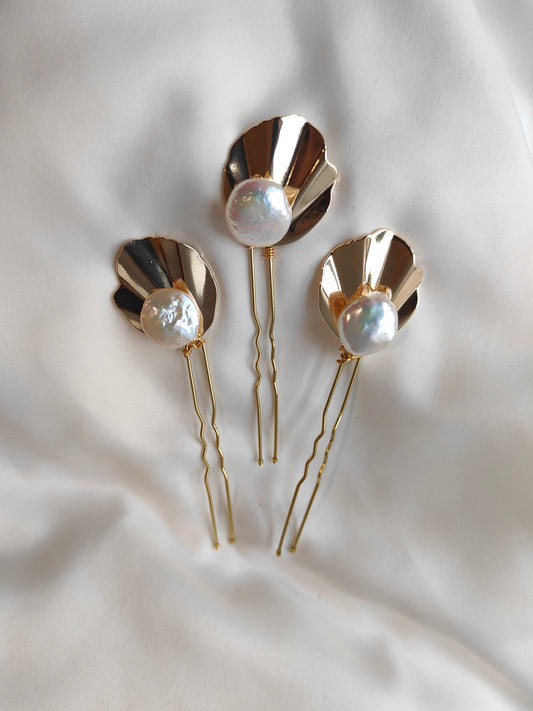 ELODIE -  Contemporary Gold & Pearl Pin Set