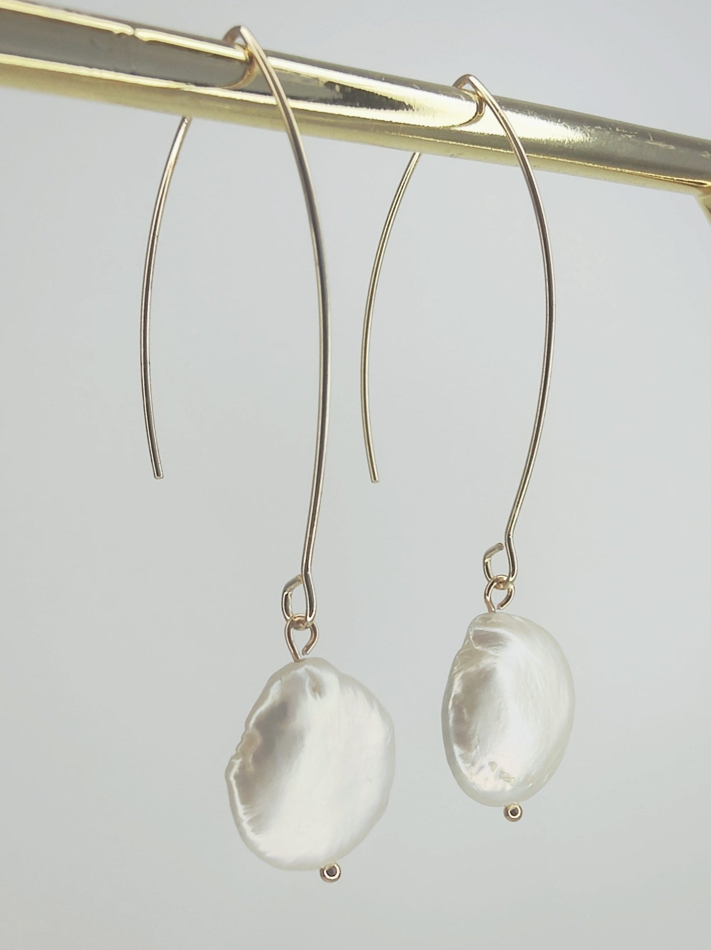 FAYE -Gold & freshwater Pearl Drop Bridal Earrings