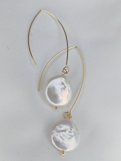 FAYE -Gold & freshwater Pearl Drop Bridal Earrings