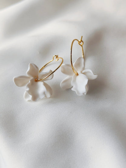 Lannan  - Floral Hoop Bridal Earrings