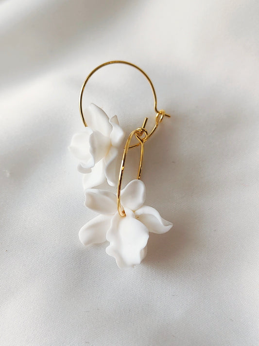 Lannan  - Floral Hoop Bridal Earrings