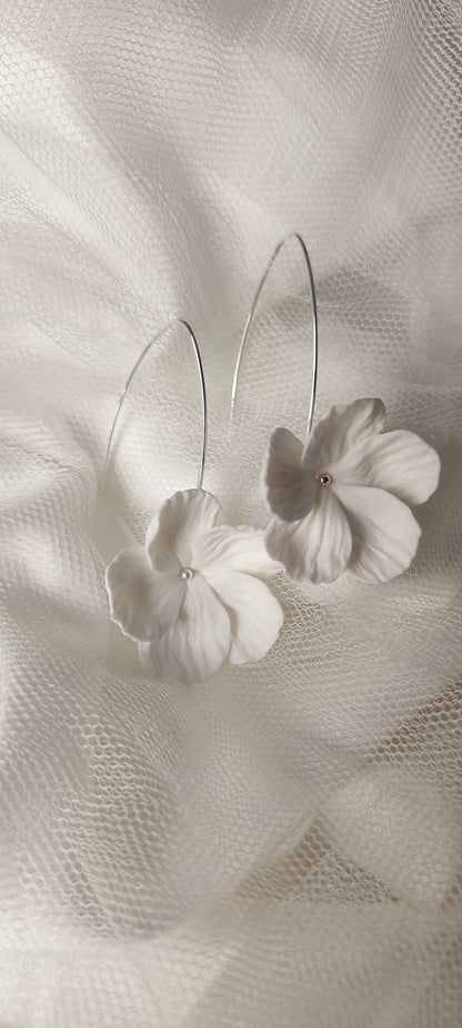 BLANCHE SILVER - Statement Floral Bridal Earrings