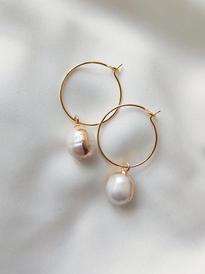 BRENNA - Contemporary Gold Hoop Bridal Earrings