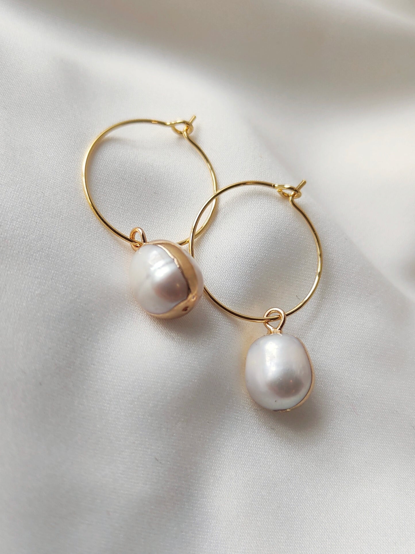 BRENNA - Contemporary Gold Hoop Bridal Earrings