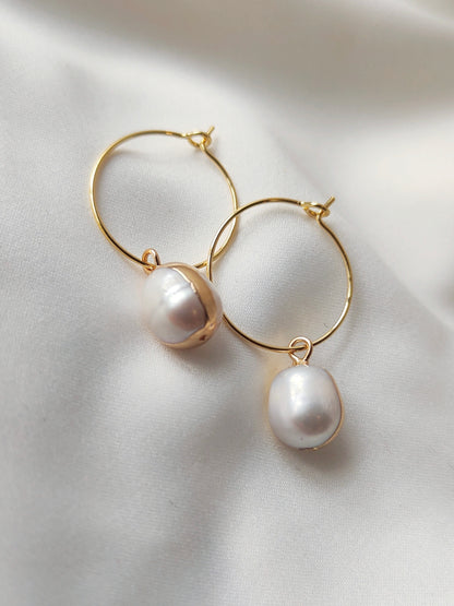 BRENNA - Contemporary Gold Hoop Bridal Earrings