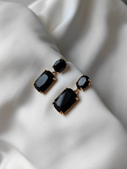 Double Gem Earring - Black