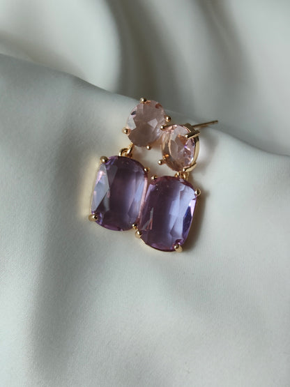 Double Gem Earring - Blush / Heather