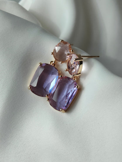 Double Gem Earring - Blush / Heather