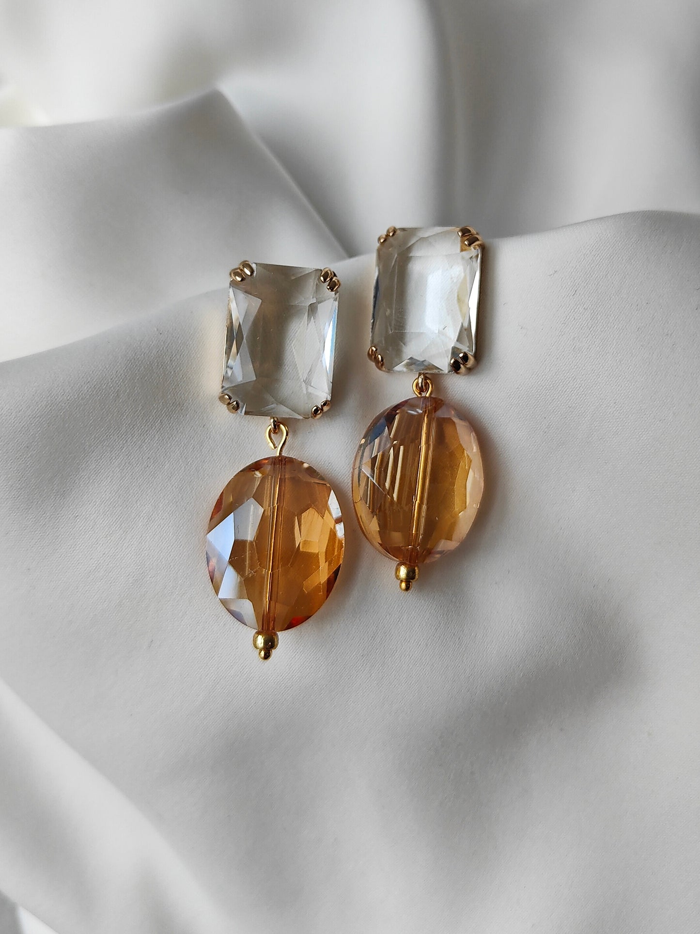 Statement Gem Earring - Clear / Champagne