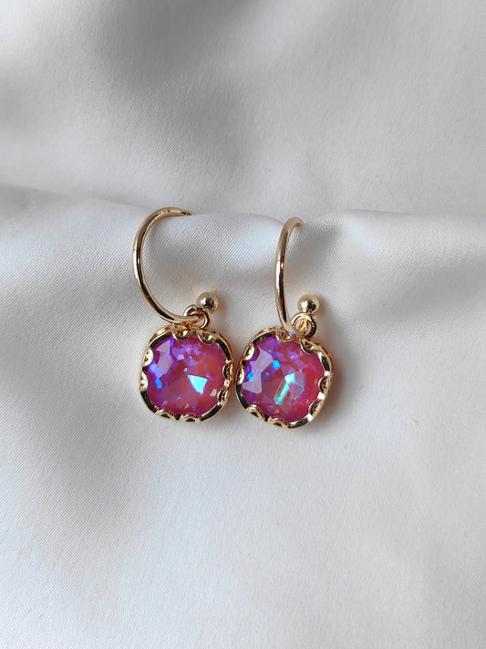 Petite Gem Hoops - Pink Floss