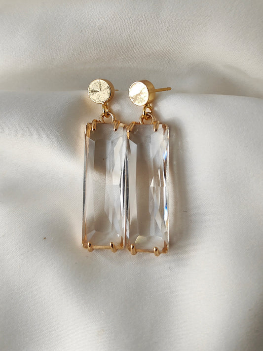 HARRIETTE - Long Rectangle  Crystal Earrings