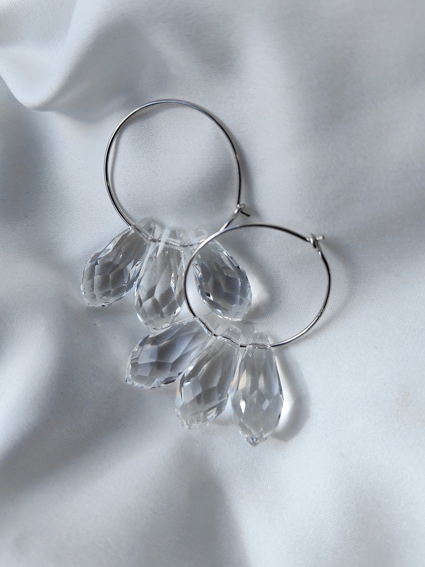 JULIANA - Crystal Hoop Earrings - Silver