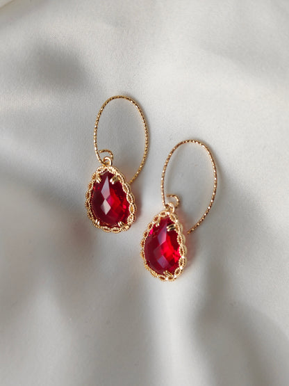 DIANA Crystal Earrings - Ruby