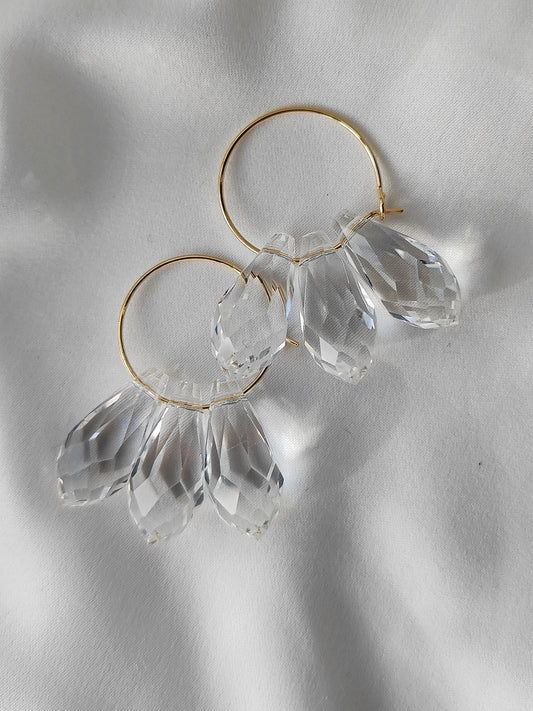 JULIANA - Crystal Hoop Earrings - Gold