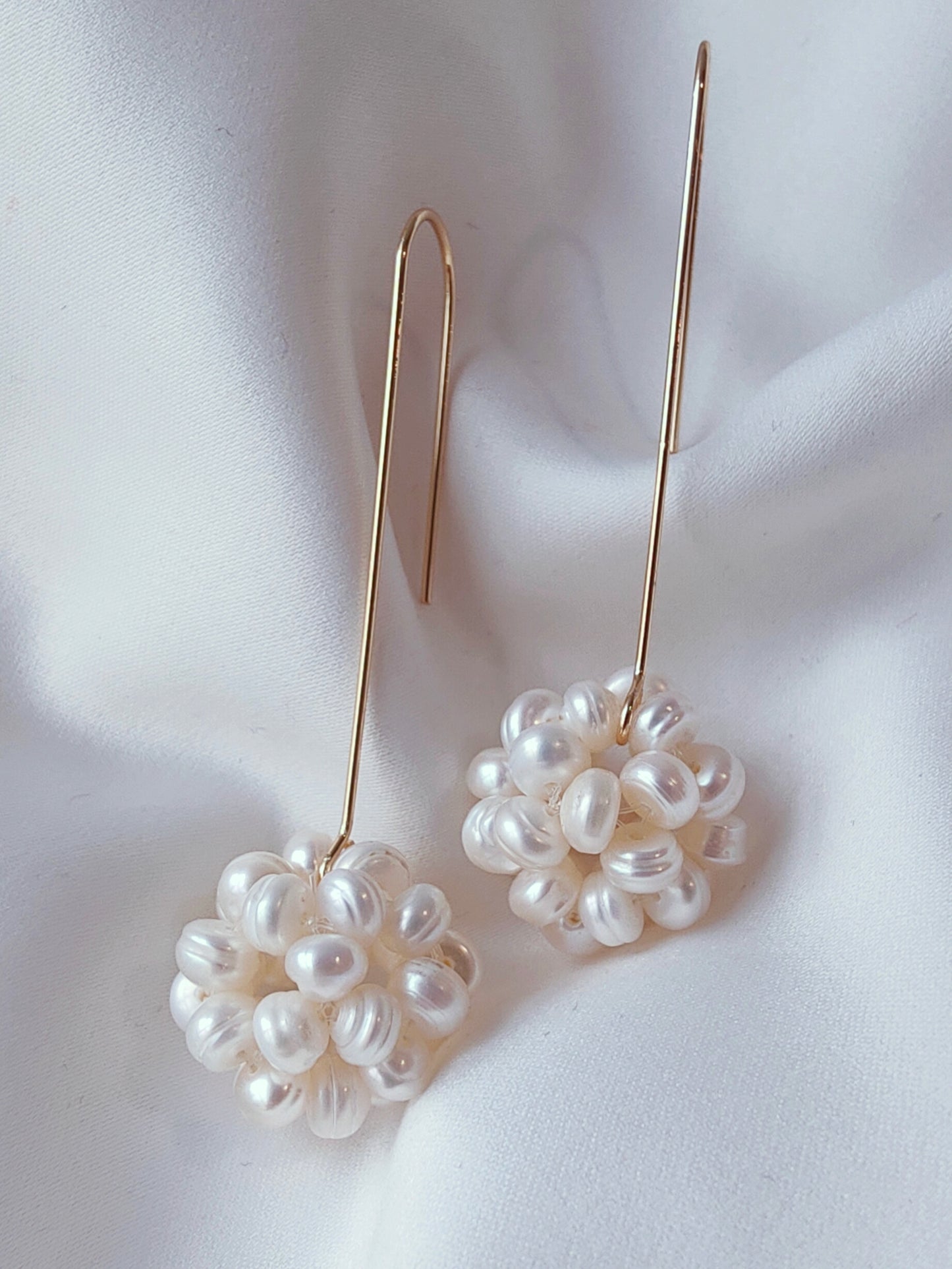 MIRANDA  - Cluster Pearl Drop Bridal Earrings