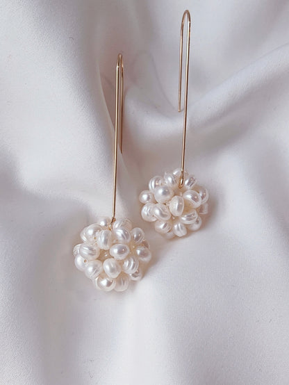 MIRANDA  - Cluster Pearl Drop Bridal Earrings