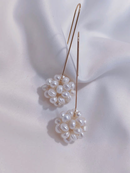 MIRANDA  - Cluster Pearl Drop Bridal Earrings