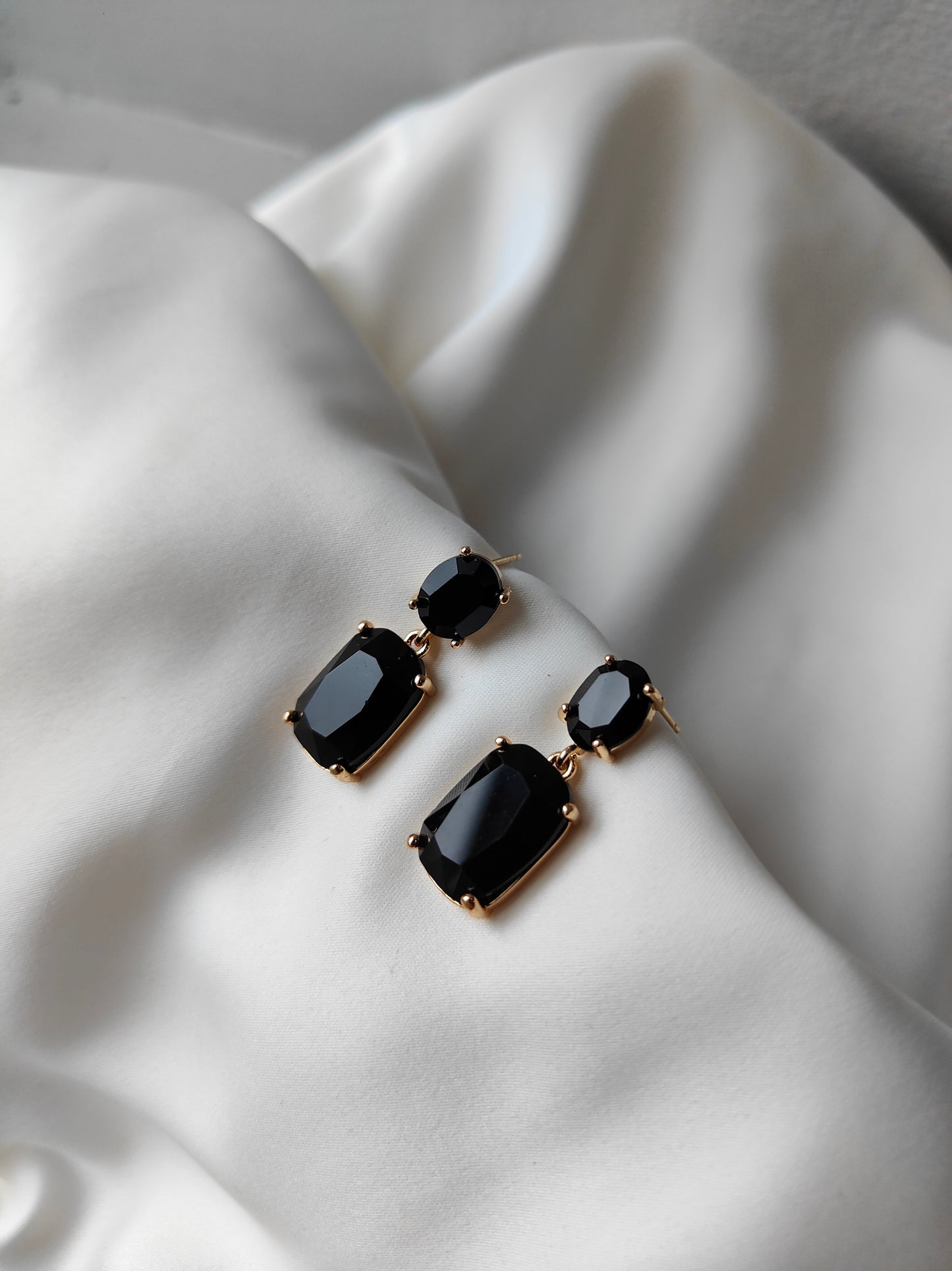 Double Gem Earring - Black