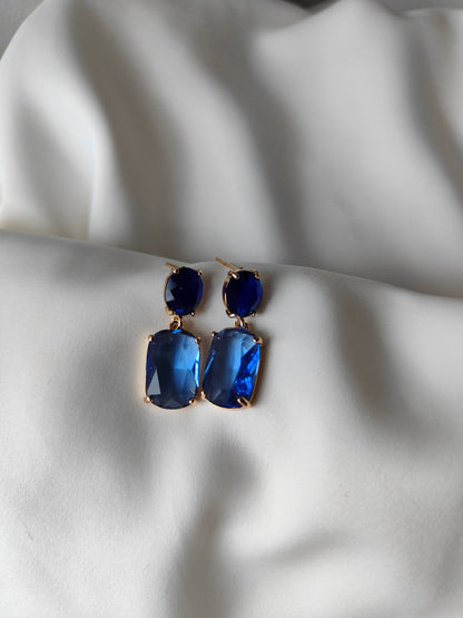 Double Gem Earring - Sapphire / Marine