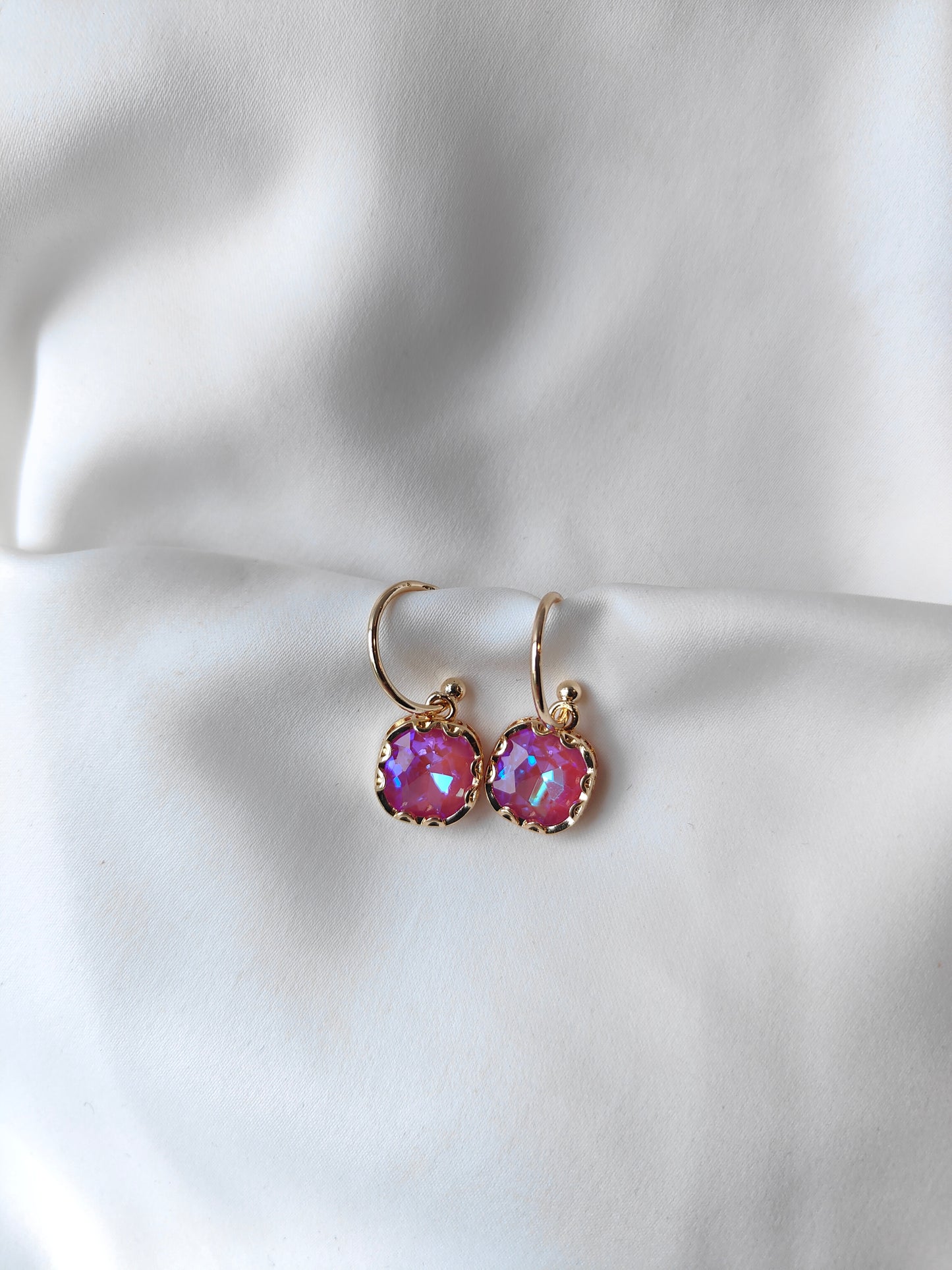 Petite Gem Hoops - Pink Floss