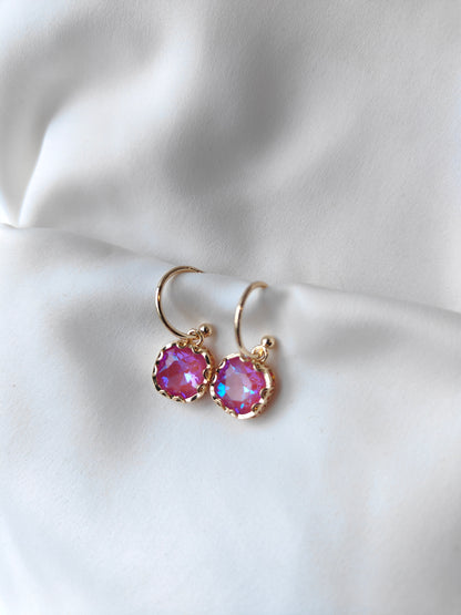 Petite Gem Hoops - Pink Floss