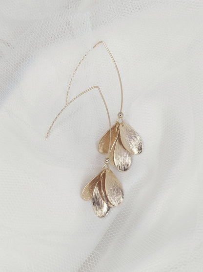 Ayla - Contemporary Gold Drop Bridal Earrings