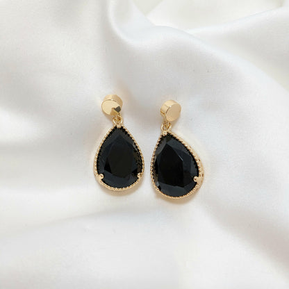 ANNA - Large Teardrop Earrings - Black